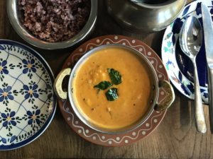 Spicy mango curry, Kerala red rice